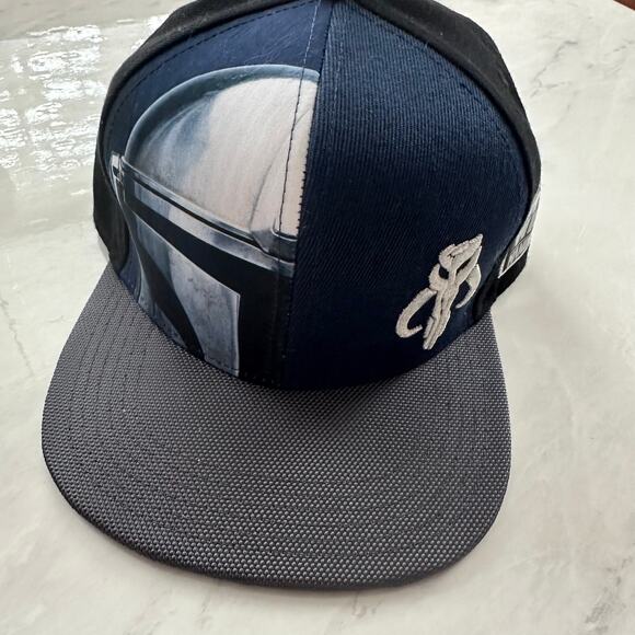NWT Disney Star Wars Mandalorian black blue split Adult Snapback Hat Baseball - Picture 2 of 12